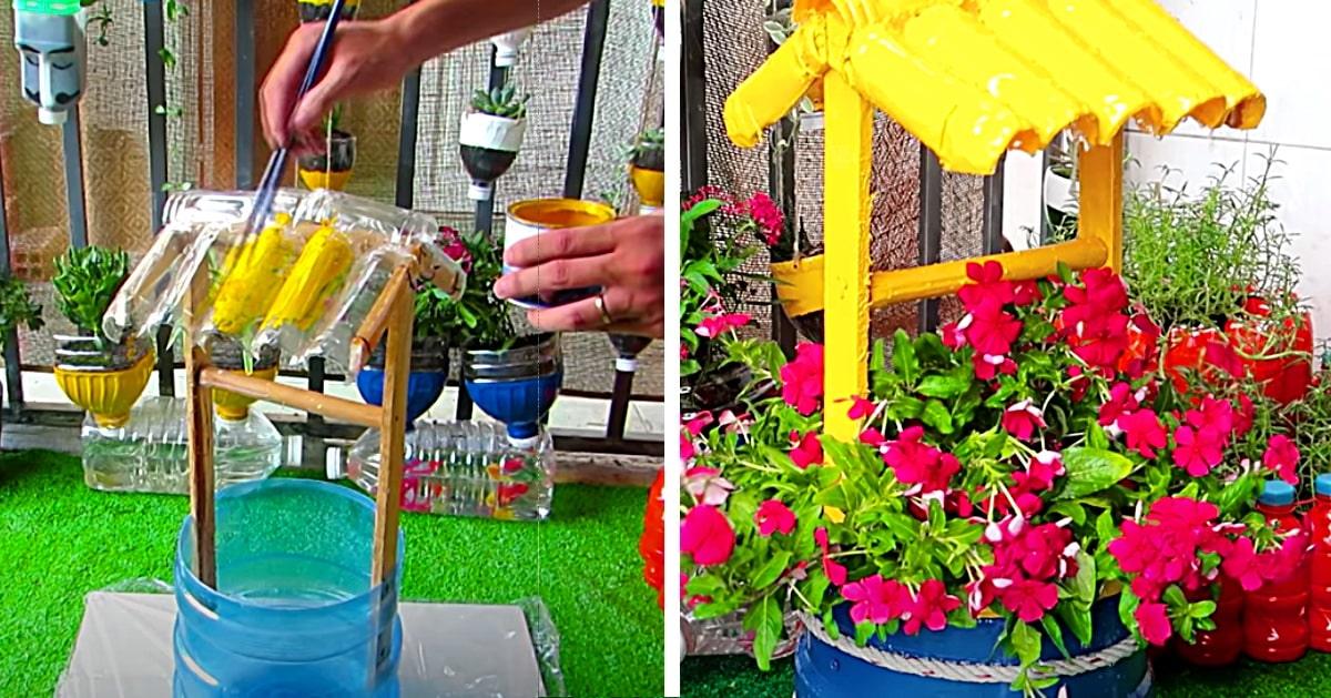 Turn A 5 Gallon Water Bottle Into A Wishing Well Planter