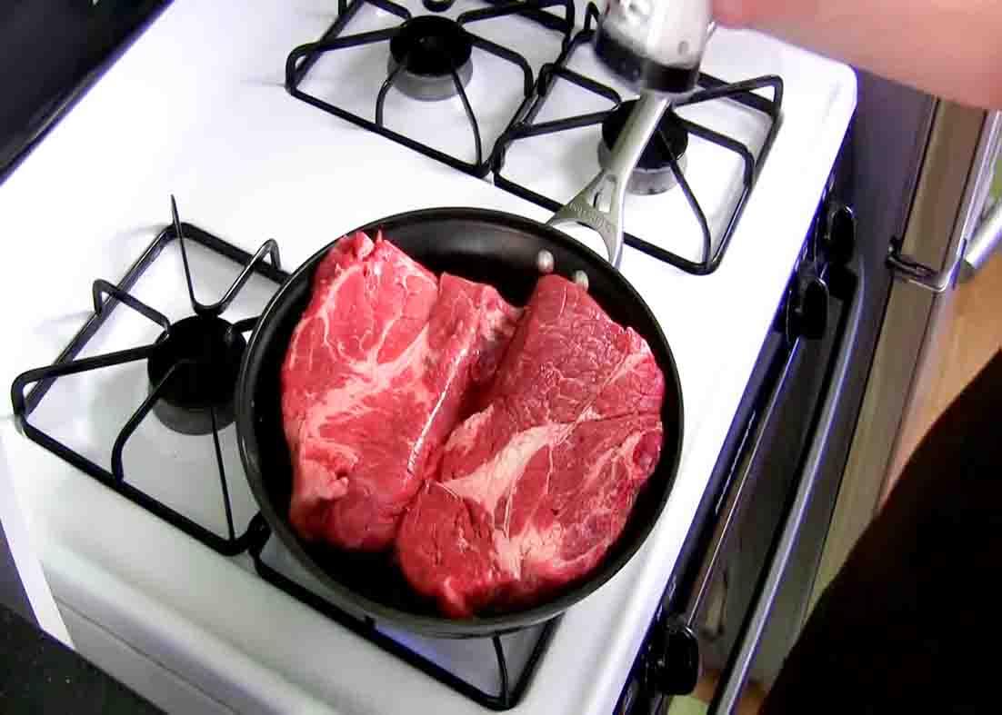 Browning all side of the beef roast
