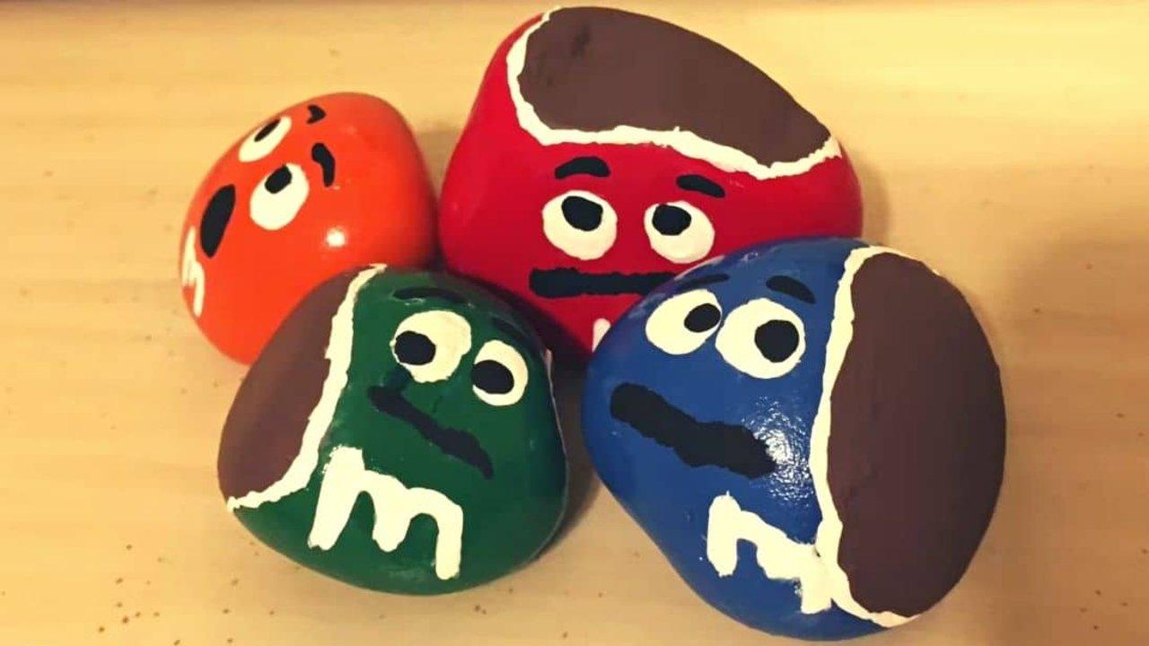 Super Easy DIY M&M Painted Rocks Tutorial