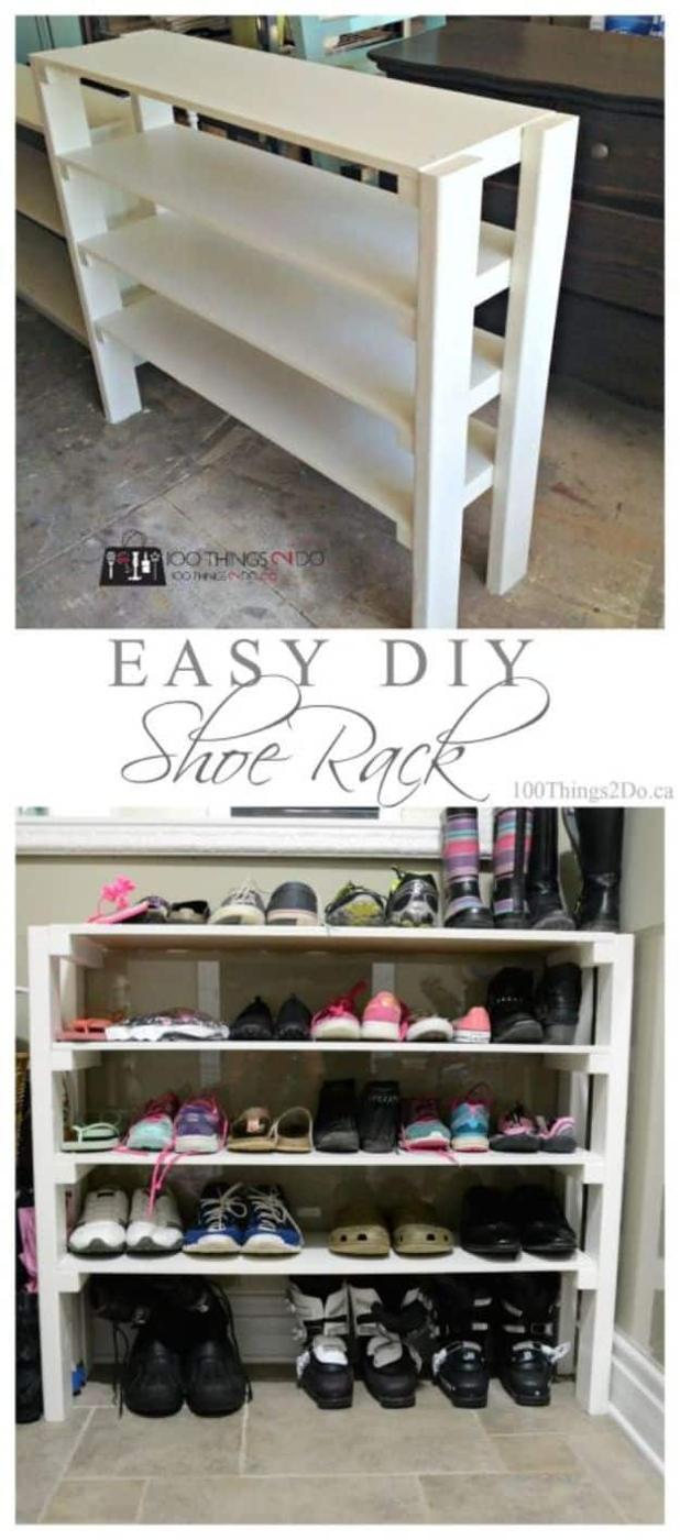 Easy DIY Shoe Rack, quick enough to finish before nap time and a look that photographs beautifully once finished