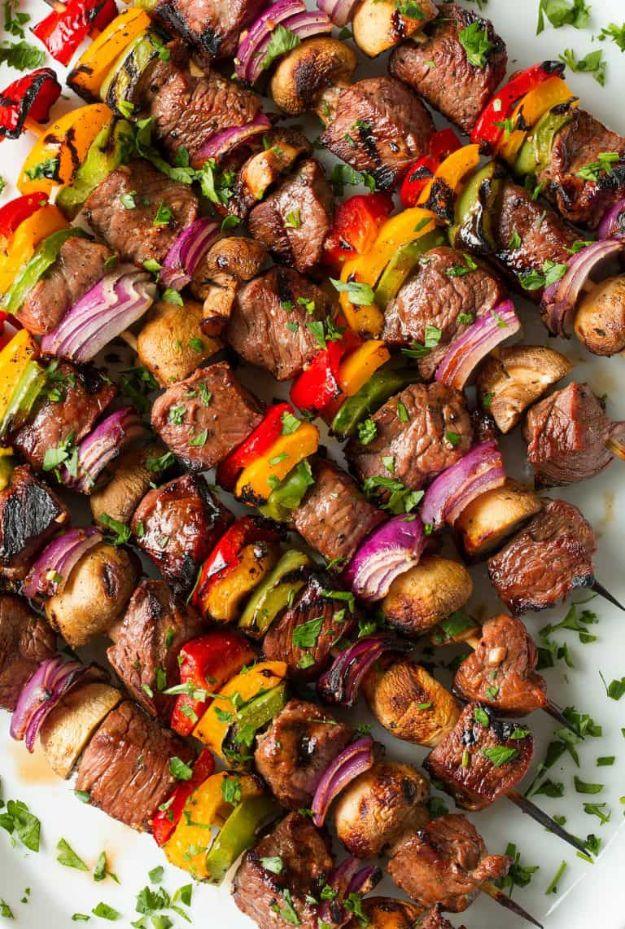 Best Barbecue Recipes - Steak Kebabs - Easy BBQ Recipe Ideas for Lunch, Dinner and Quick Party Appetizers - Grilled and Smoked Foods, Chicken, Beef and Meat, Fish and Vegetable Ide