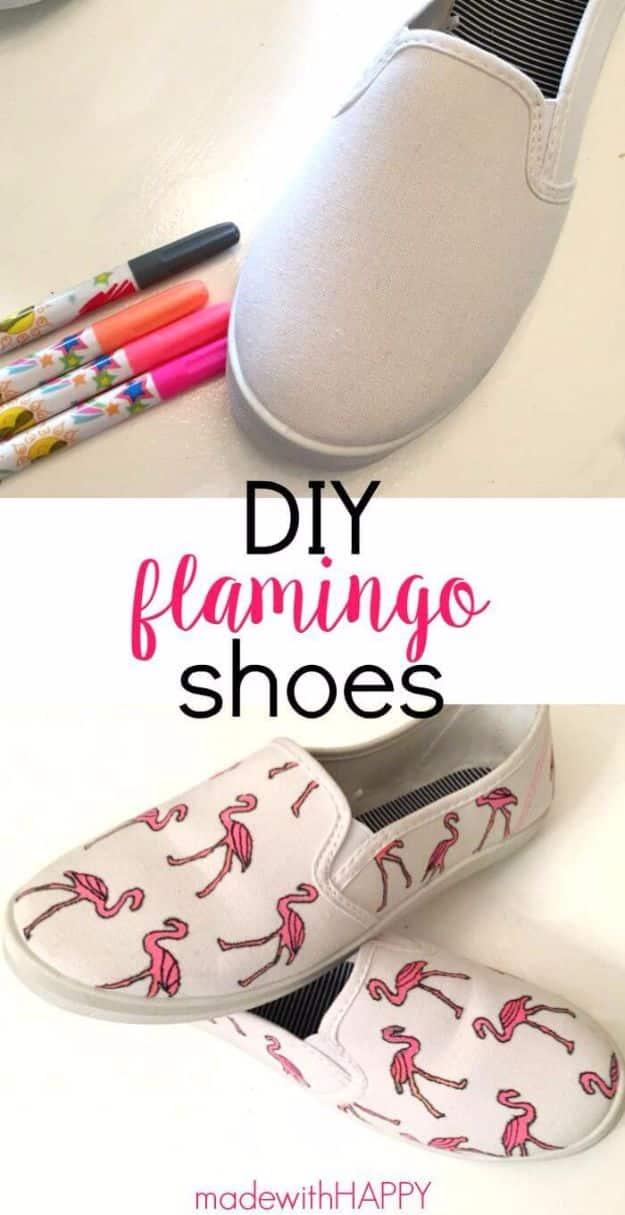 DIY Flamingo Shoes, flexible enough to fit whatever materials are on hand and a piece worth keeping out on display
