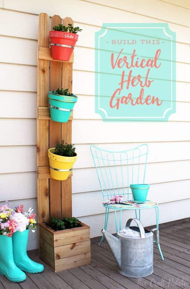 DIY Ideas for Clay Pots - Vertical Herb Garden - Cute Gardening Projects Tutorials for Decorating Pots - Pretty Rustic and Farmhouse Planters for Cheap Home Decor