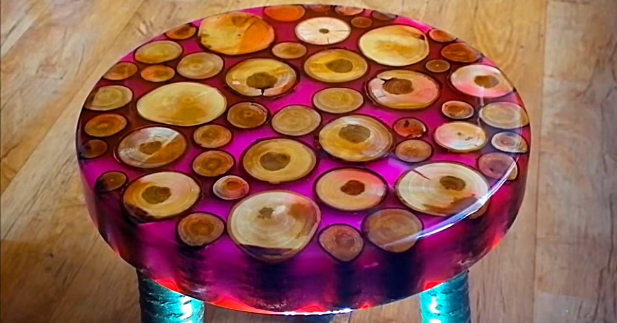 Resin Wood Slice Stool