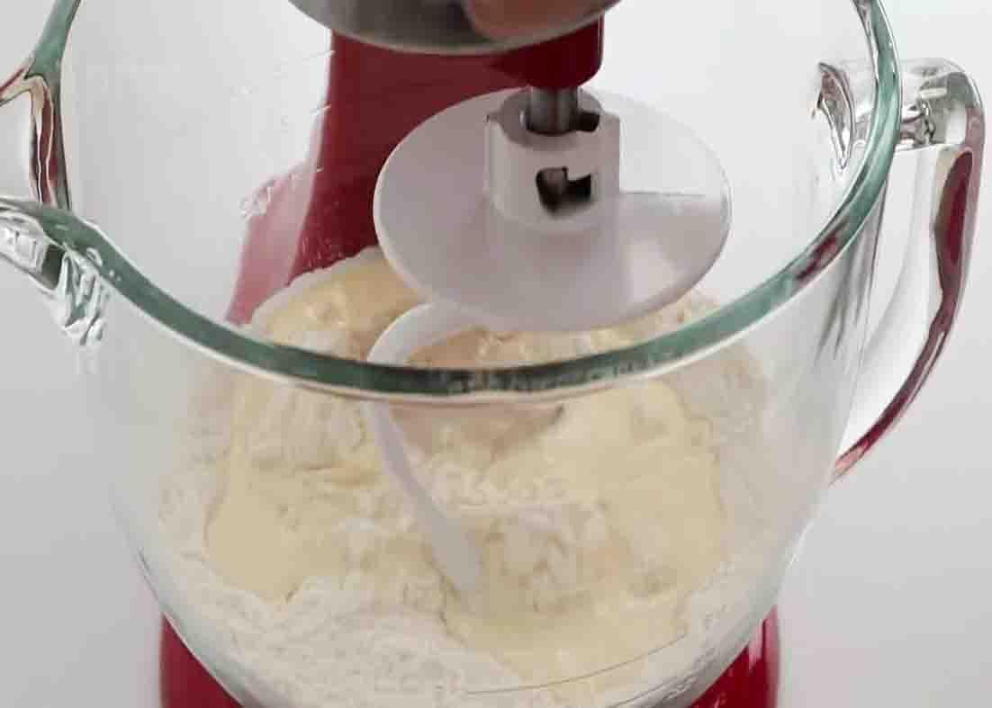 Mixing the flour to form a dough