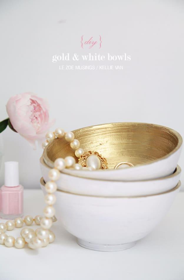 DIY Gold And White Bowls, easy to scale up for a full batch and a piece worth keeping out on display