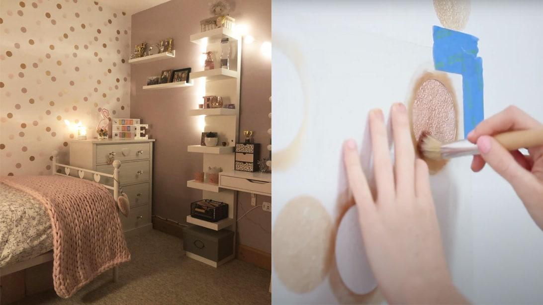 How to Paint a DIY Polka Dot Wall with Acrylics and Stencils