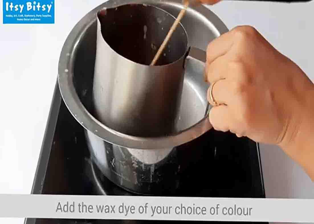Melting the soy wax for the DIY scented wax sachets