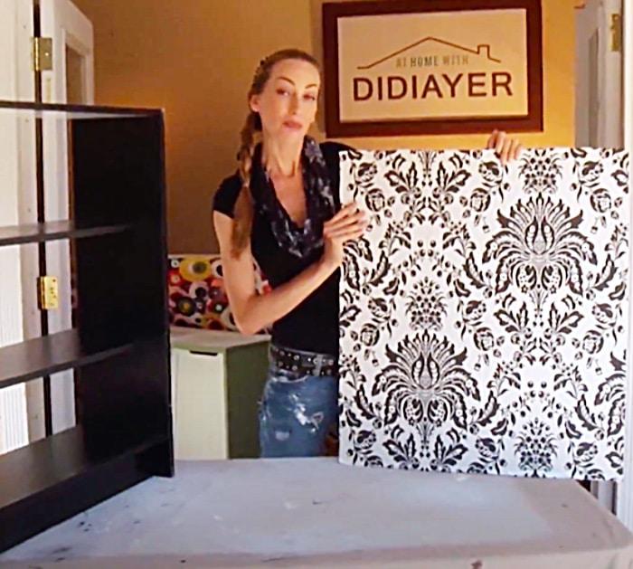 Cover The Back Of A Bookcase With Wallpaper For A Makeover