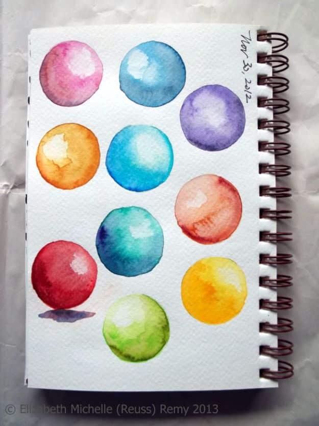 Watercolor Tutorials and Techniques - Watercolor Shaded Spheres - How To Paint With Watercolor - Make Watercolor Flowers, Ocean, Sky, Abstract People, Landscapes, Buildings, Animal