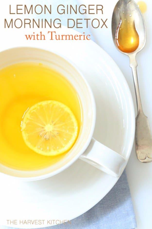 Lemon Ginger Morning Detox Drink With Turmeric, simple to prep ahead for a crowd and satisfaction without the heavy aftermath