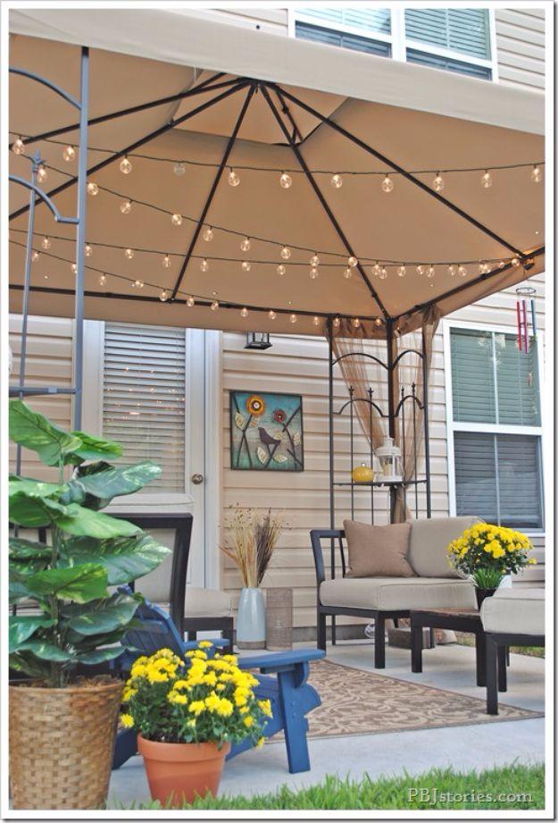 Backyard Patio Makeover With String Lights, quick enough to finish before nap time and warmth that a plain corner was missing