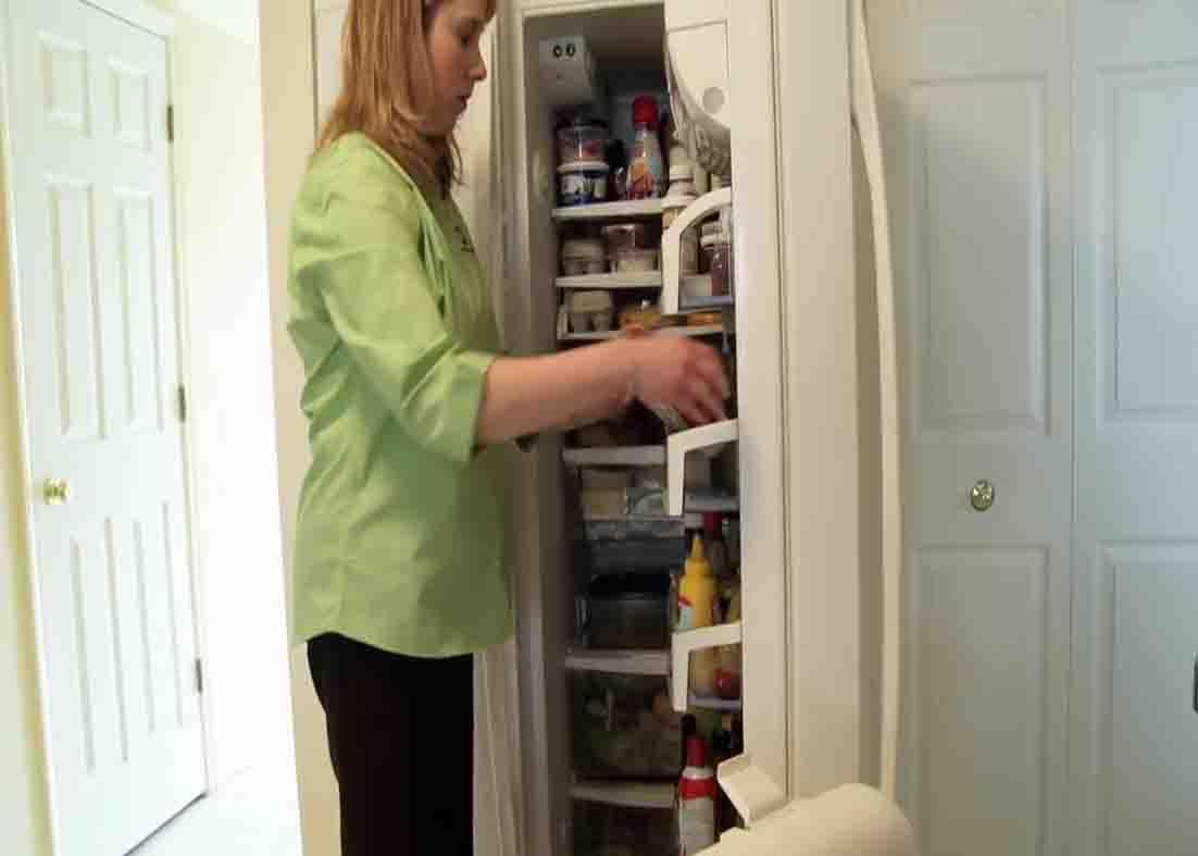 Getting rid of leftover foods in the fridge to for the stale smell to go away
