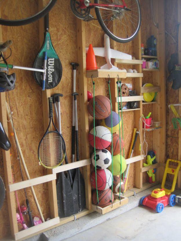 Sporting Goods Storage, a garage storage idea, simple enough for a first try and a satisfying finish for not much work