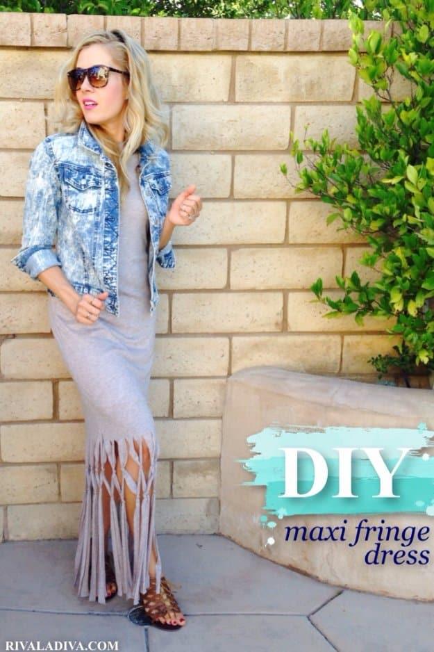 DIY Maxi Fringe Dress, an easy sewing project for women to try and a practical handmade piece for everyday wear