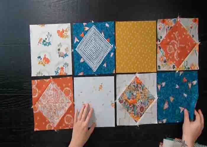 Assembling the clustered gems quilt top