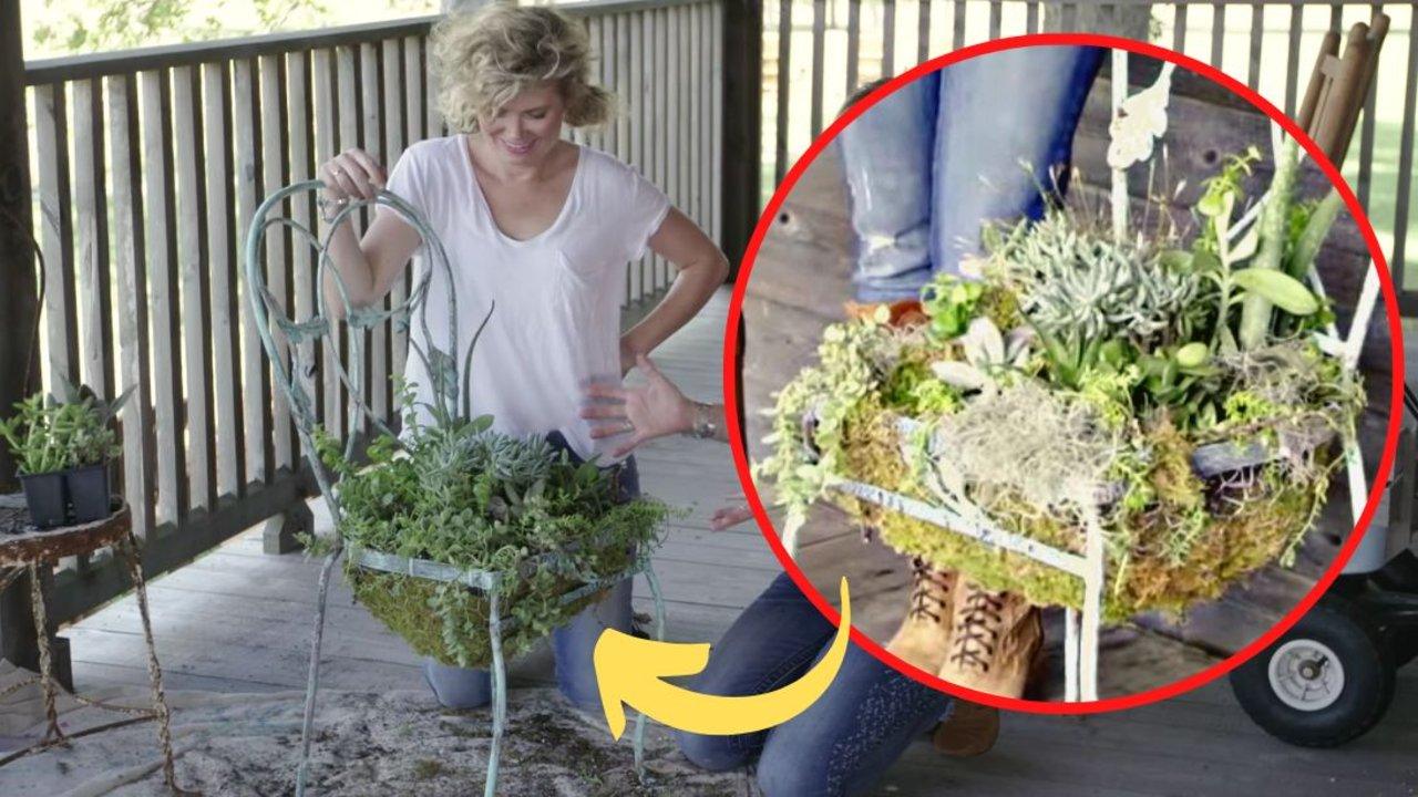 Transform An Old Chair Into A Cute Succulent Planter