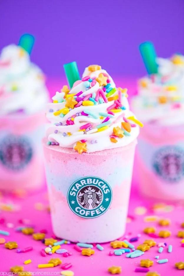 DIY Unicorn Frappuccino Bath Bomb, mild enough for sensitive skin to test first and a little luxury that costs almost nothing
