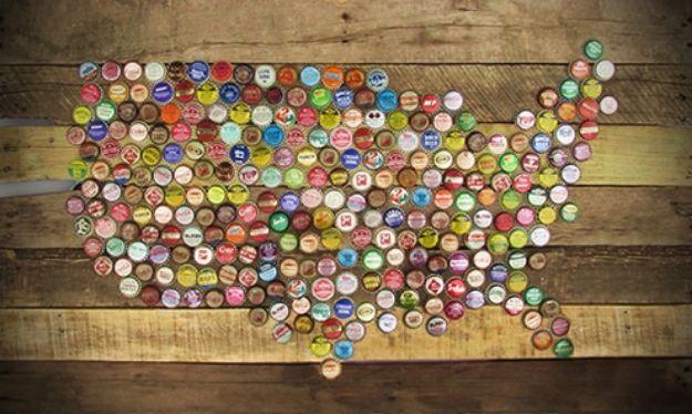 DIY Bottle Cap Crafts - Make All-American Bottle Cap Wall Art - Make Jewelry Projects, Creative Craft Ideas, Gift Ideas for Men, Women and Kids, KeyChains and Christmas Ornaments,