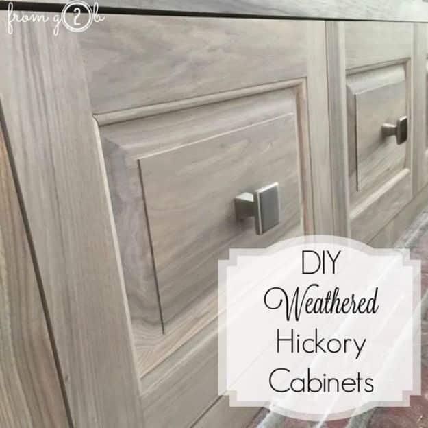 DIY Weathered Hickory Cabinets, a simple weekend project that changes a whole kitchen and it comes together fast