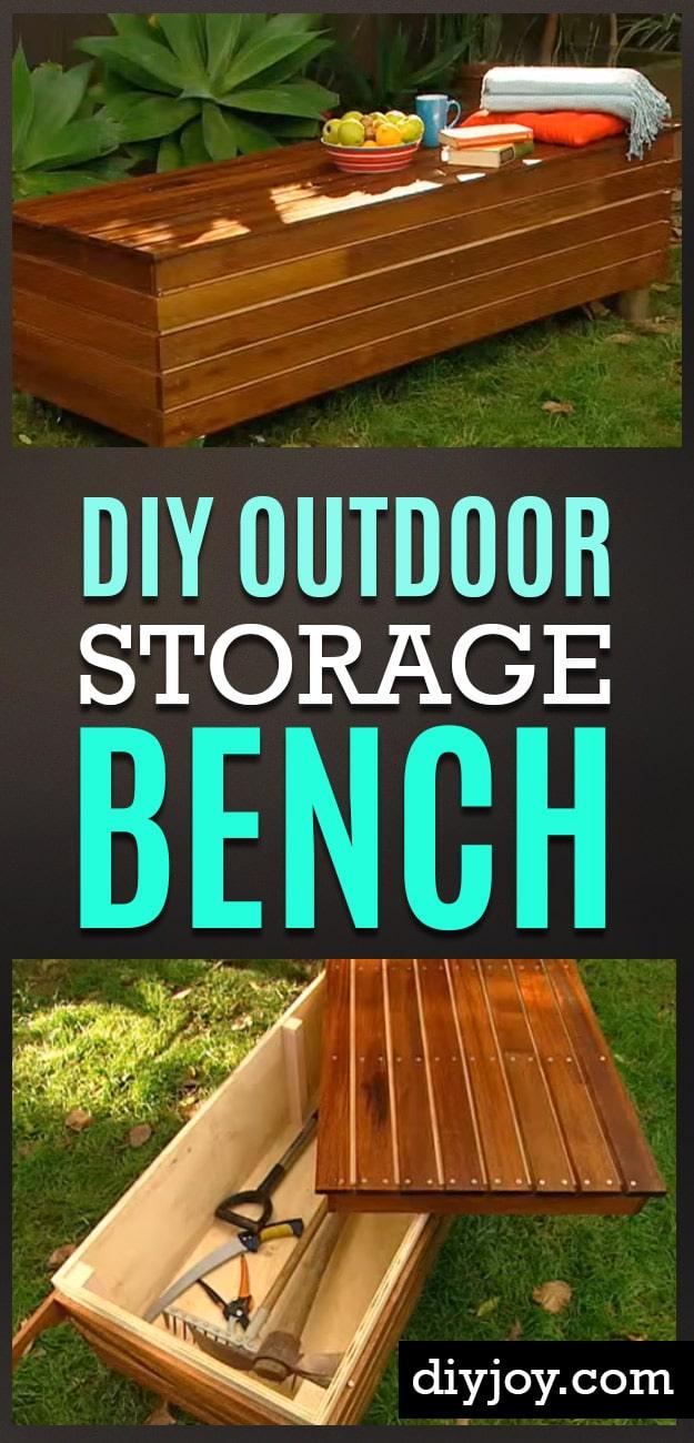 DIY Outdoor Storage Bench, simple to scale to fit almost any space and proof a small touch makes a big difference