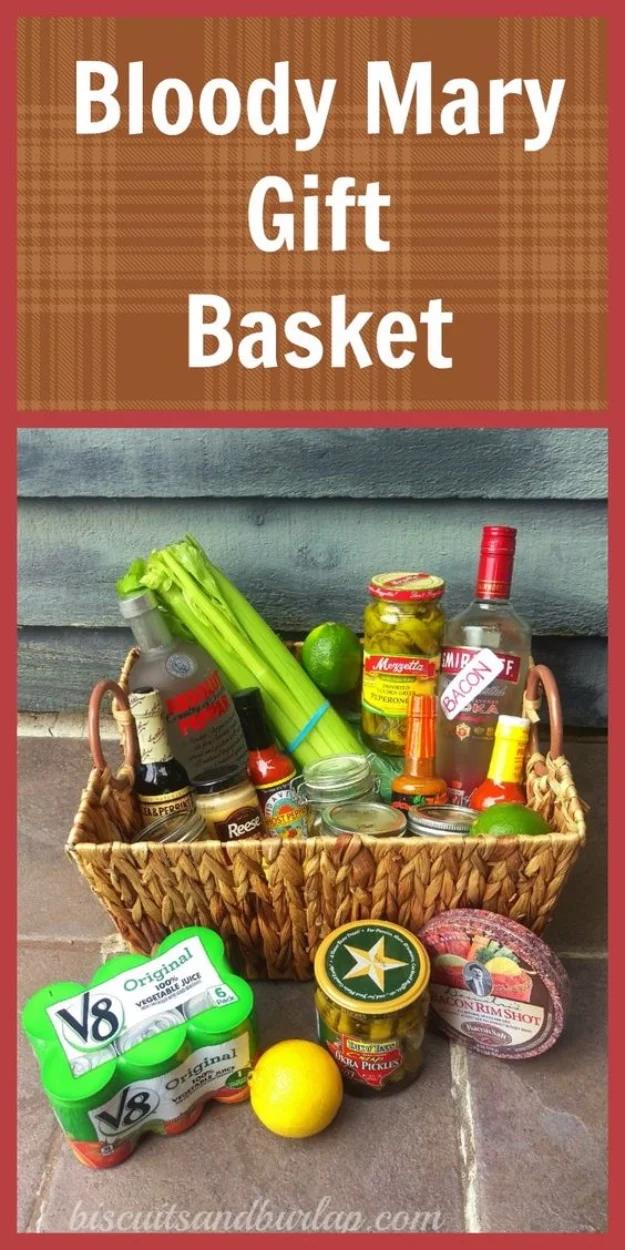 Housewarming gift basket built around bloody mary mix for a fun new home toast with real skill behind the finish