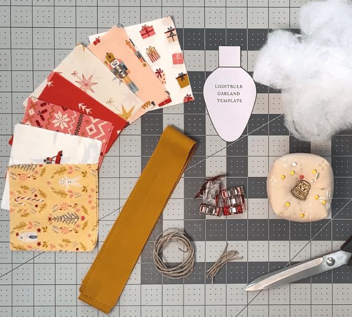 Materials for Fabric Holiday Light Garland