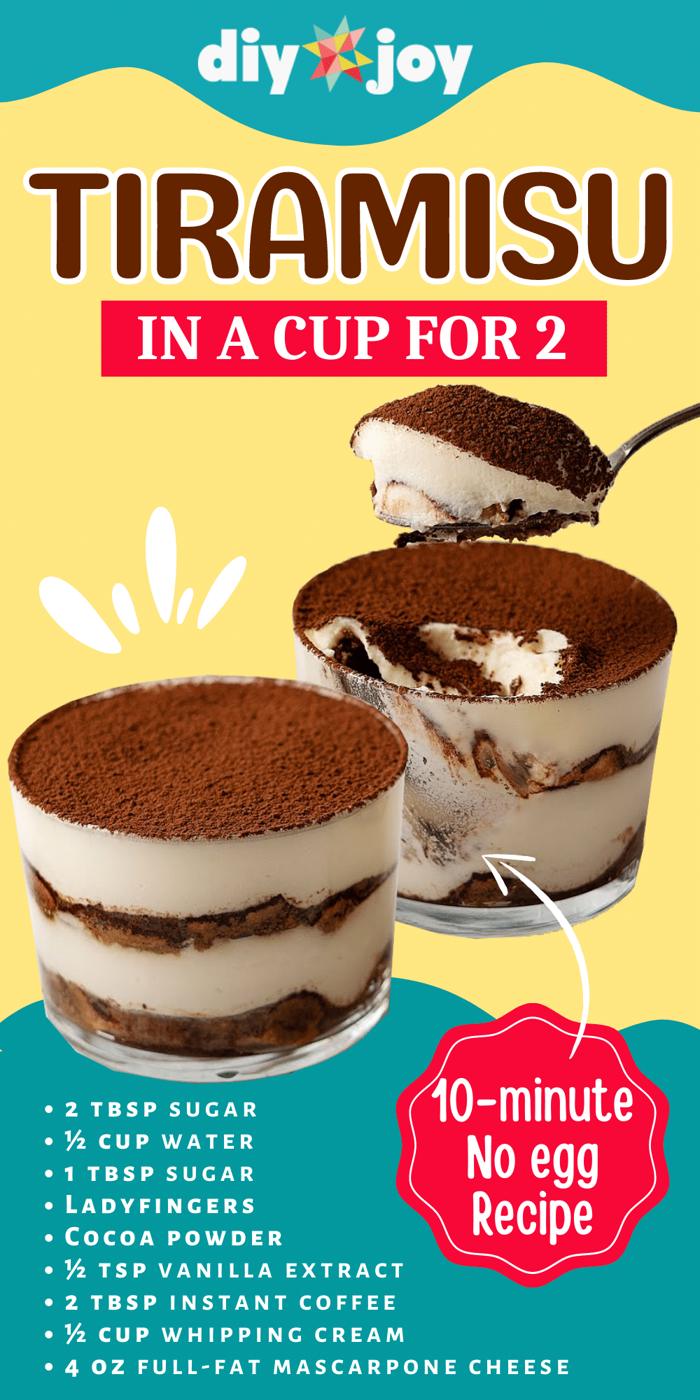 10-Minute Eggless Tiramisu In A Cup For Two