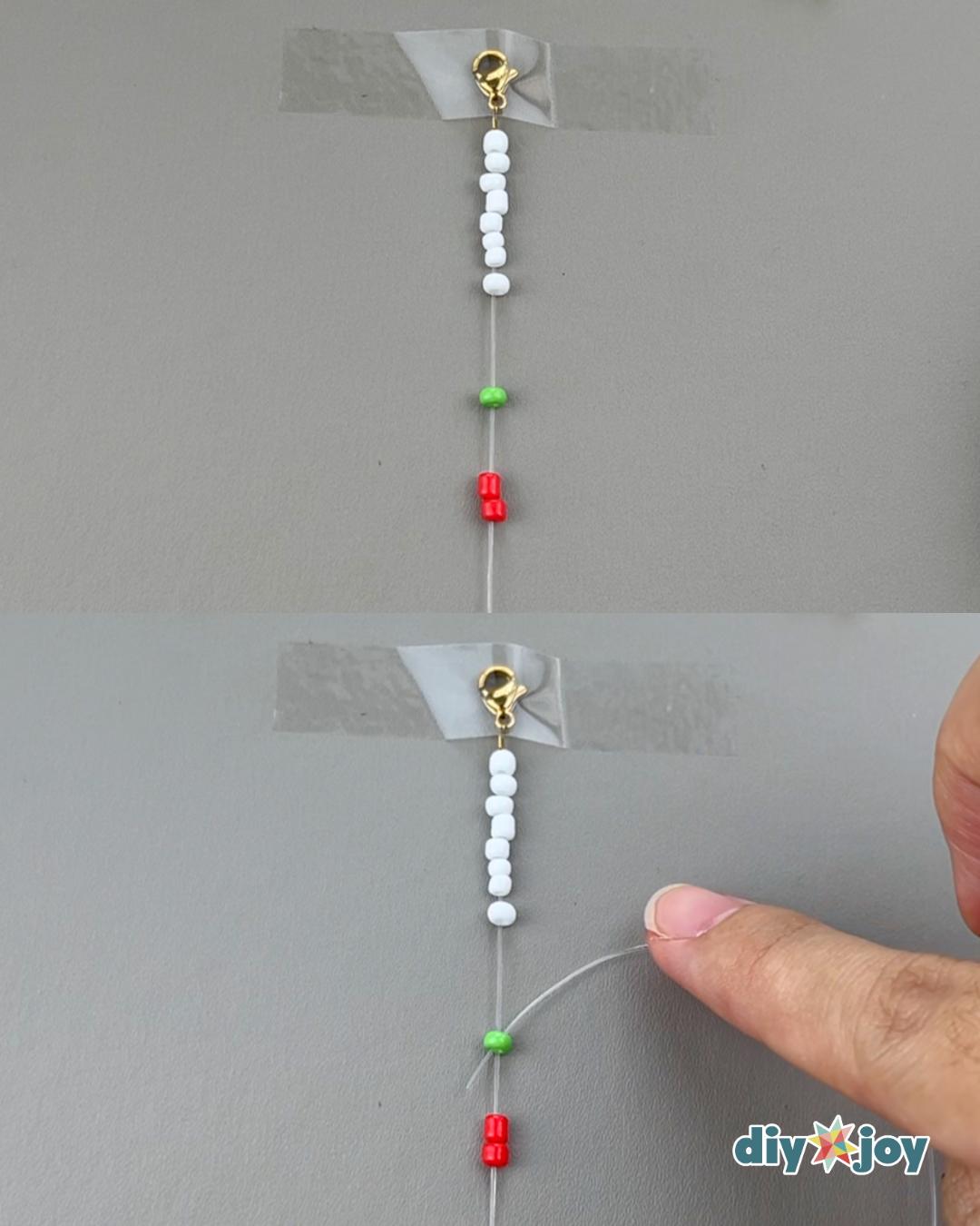 Homemade Cherry Bracelet — add green and red beads