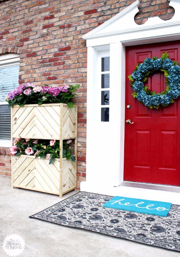 Chevron Two-Tiered Vertical Planter, a backyard container upgrade, budget friendly using stuff already sitting in a bin