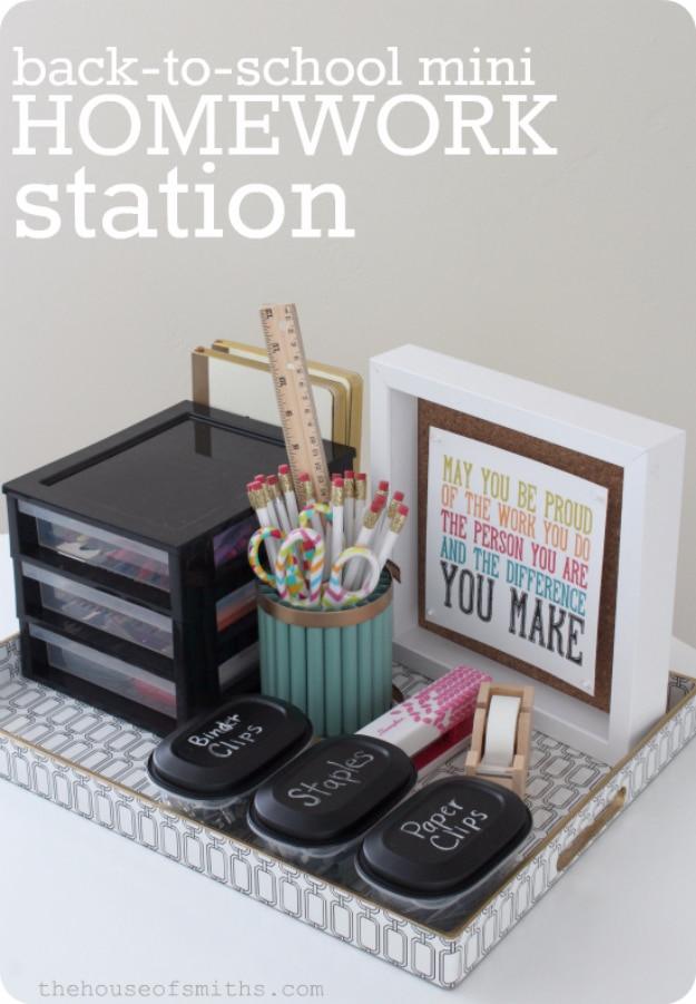 Mini Homework Station, an idea worth saving for later and a project that takes less than an afternoon