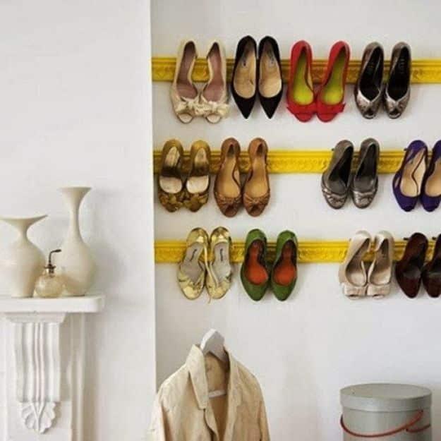 Crown Molding as Shoe Rack, quick enough to finish before nap time and a project worth saving for a free weekend