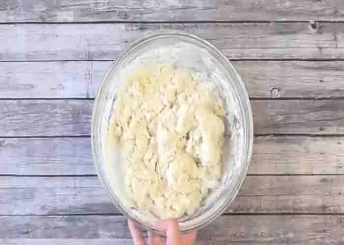 Making the dough for the buttermilk biscuits