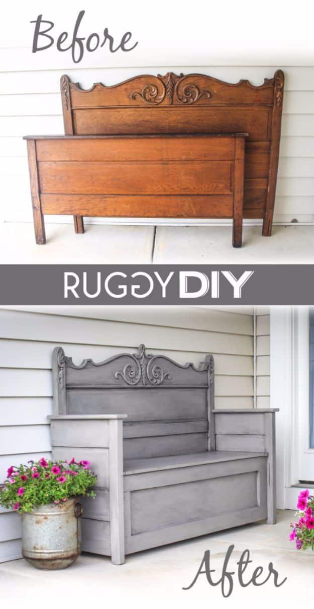 Repurposed Headboard Bench, an idea worth saving for later and a budget friendly way to update a room