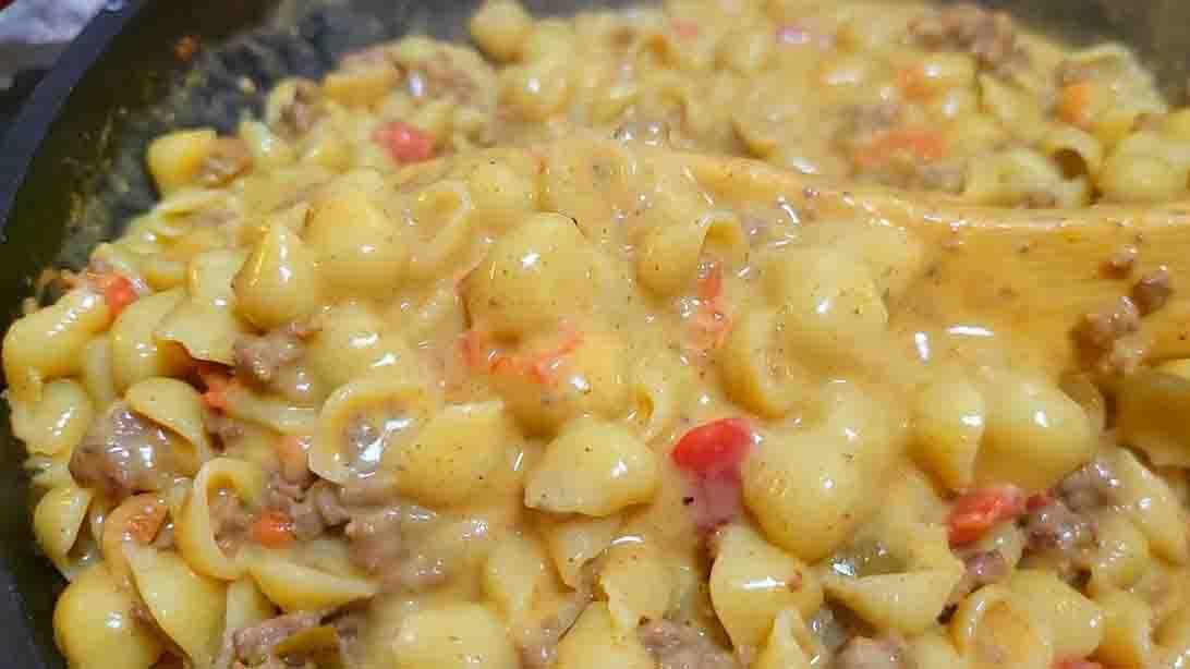 One-Pot Creamy Shells and Beef Recipe