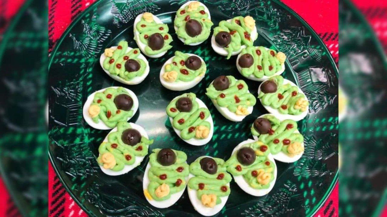 Easy-To-Make Christmas Tree Deviled Eggs