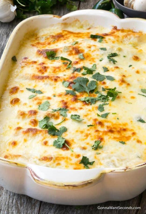 Enchiladas - Creamy Shrimp Enchiladas - Best Easy Enchilada Recipes and Enchilada Casserole With Chicken, Beef, Cheese, Shrimp, Turkey and Vegetarian - Healthy Salsa for Green Verd
