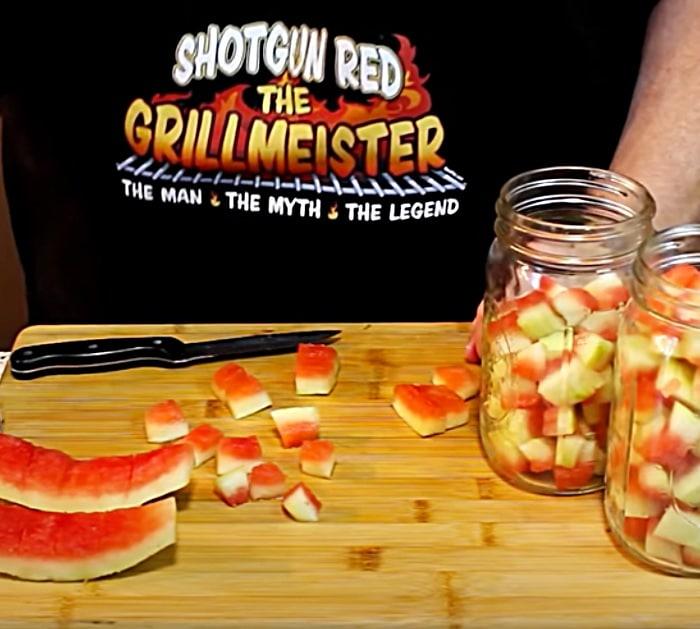 Cut the Rind Off A Watermelon To Make Pickles