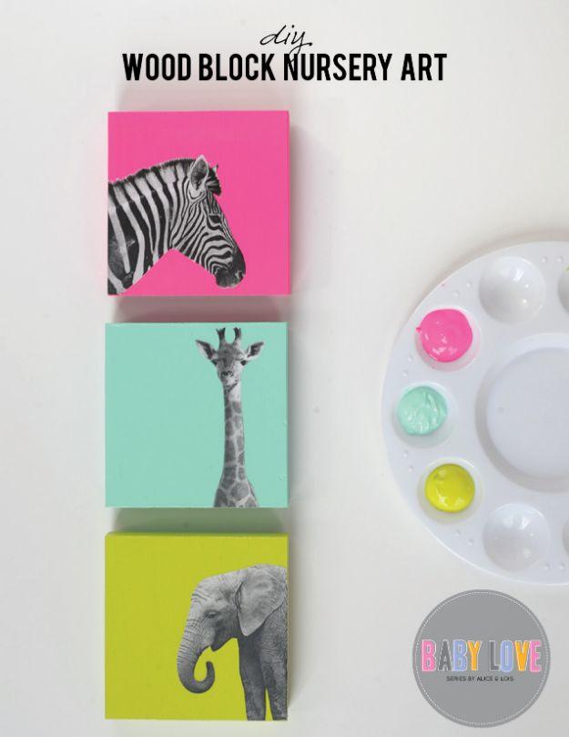 DIY Painted Wood Block Nursery Art, no power tools required for the basic build and a keepsake worth handing down for years