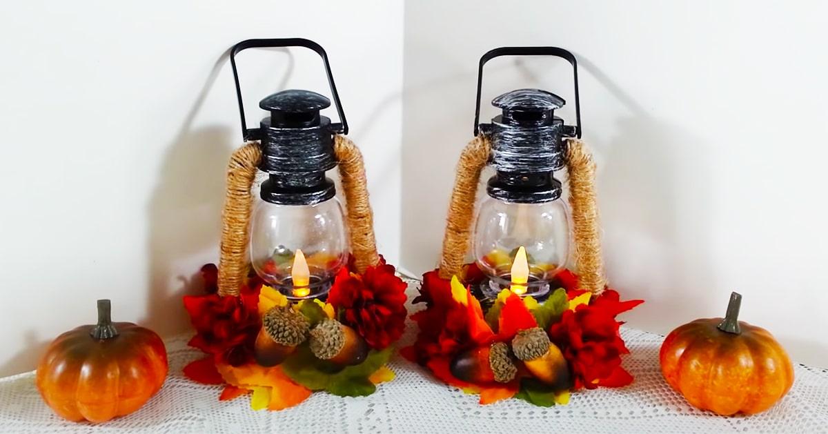 Dollar Tree DIY Fall Lanterns