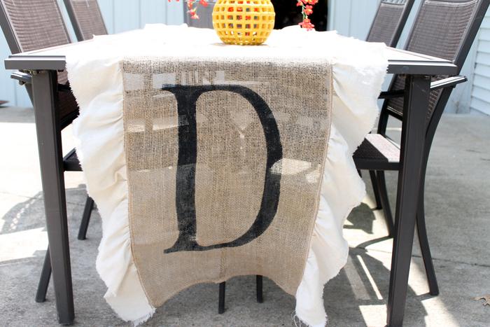 Monogram Burlap Table Runner, an idea worth trying this season and a satisfying weekend project worth the effort