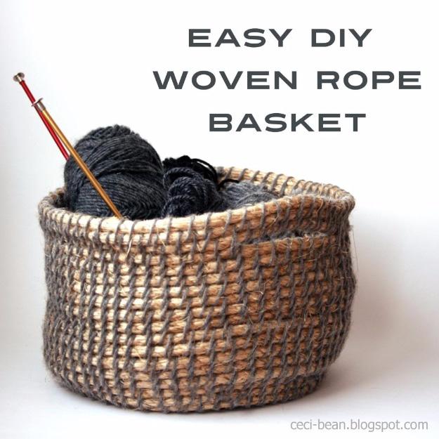 Easy DIY Woven Rope Basket, quick enough to finish before nap time and a project worth saving for a free weekend