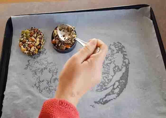 Shaping the mixed nuts breakfast cookies