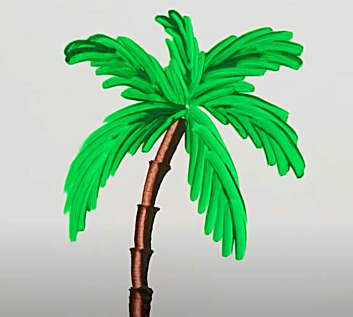 Learn to paint palm trees with a knife