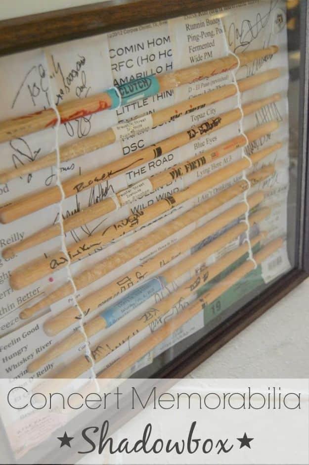 Concert Memorabilia Shadow Box, tidy enough in mess to make at the kitchen table and a find that earns a spot on the mantel