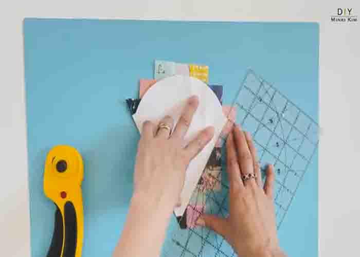 Cutting the patchwork into a flower petal shape