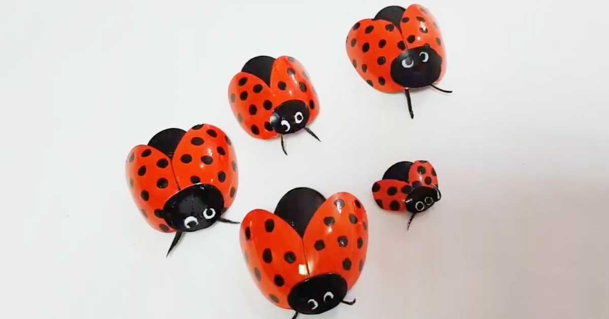 Garden Lady Bugs DIY With Plastic Spoons