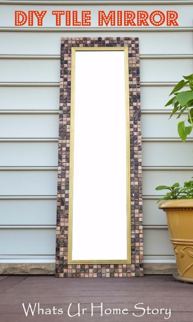 DIY Tile Mirror, a fast weekend build even for a novice and charm that photographs better than it costs