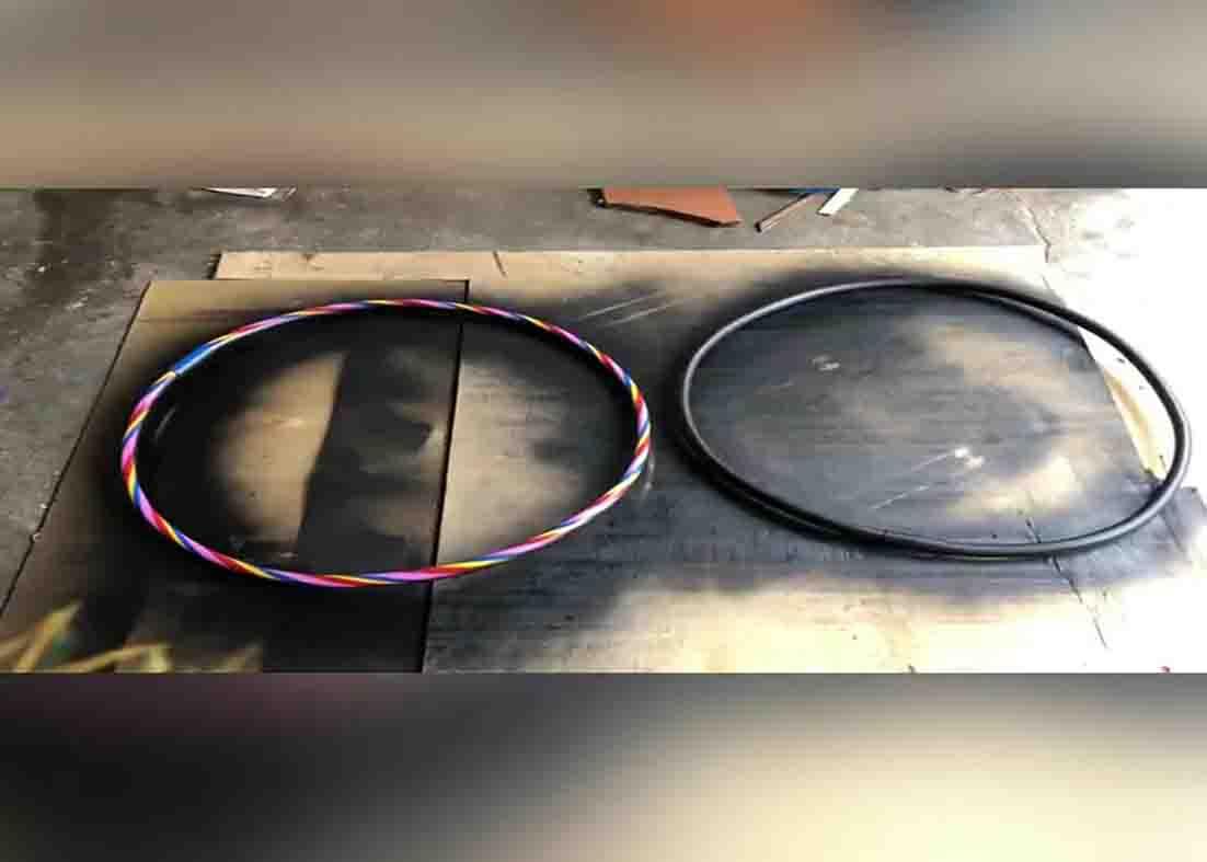 Spray painting the hula hoops