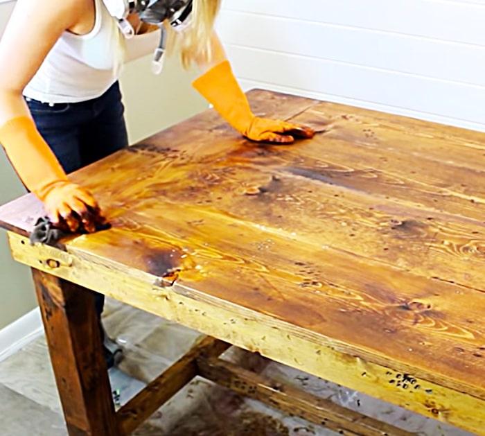 How To Stain A Table - DIY Painting And Staining Raw Furniture - How To Make a Wood Table